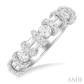 1 ctw Fusion Baguette and Round Cut Diamond Fashion Band in 14K White Gold